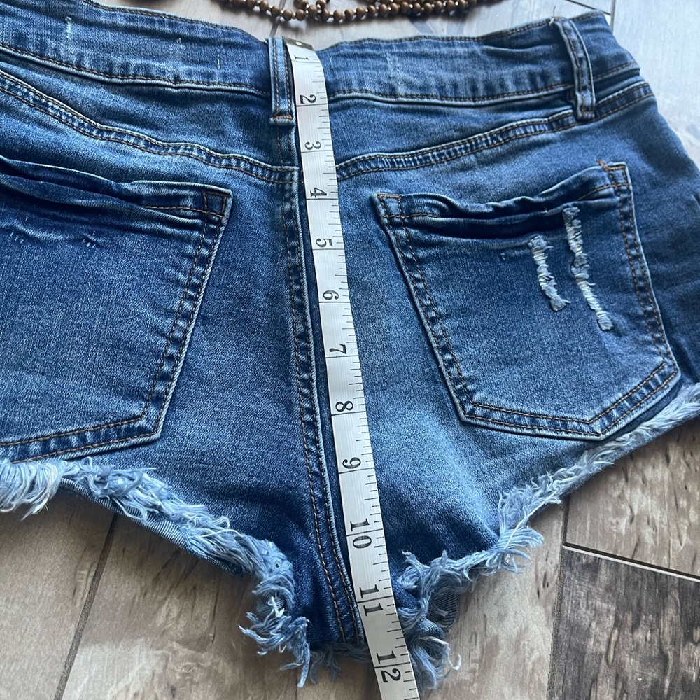 Short Shorts! Dark denim with Faux Leather Lace Up Sides - Picture 6 of 6